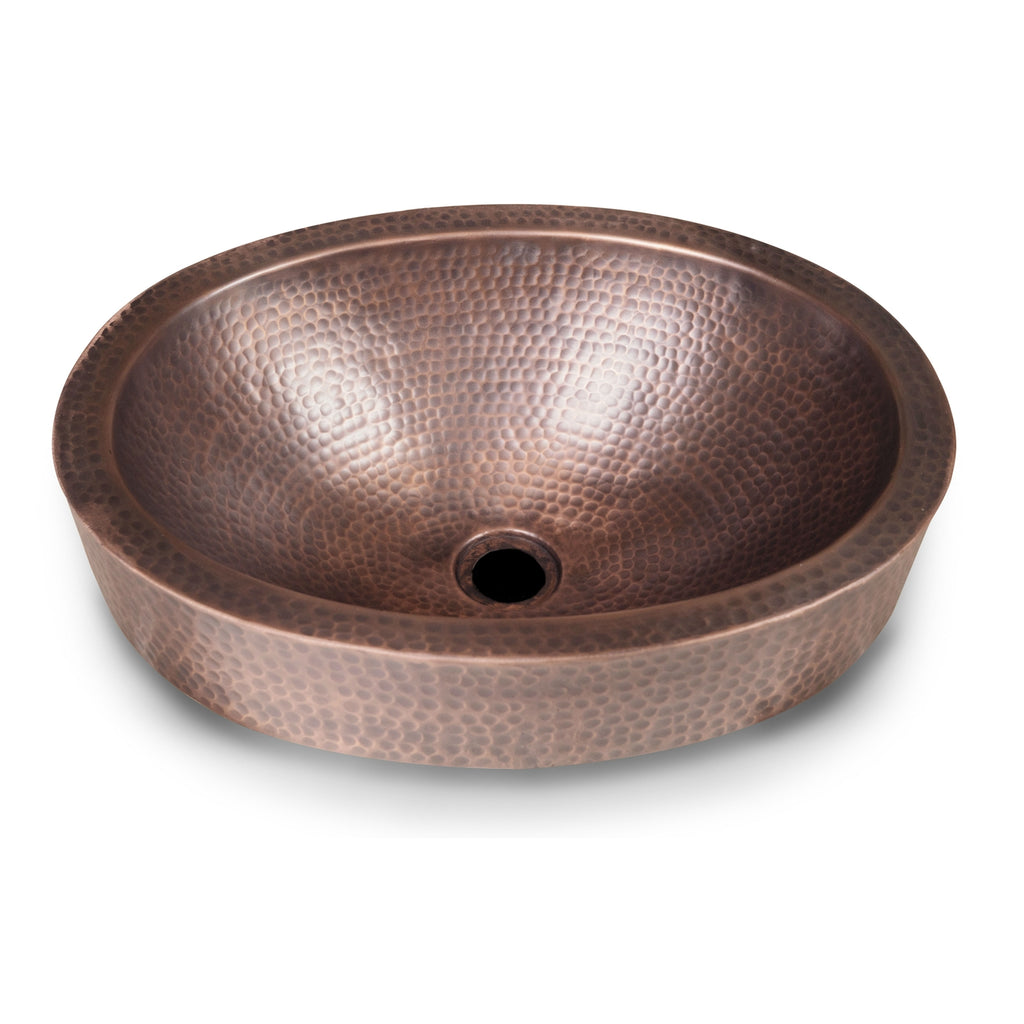 Oval Hammered Copper Bathroom Sink Drop-in or Vessel (Faucet NOT Included)