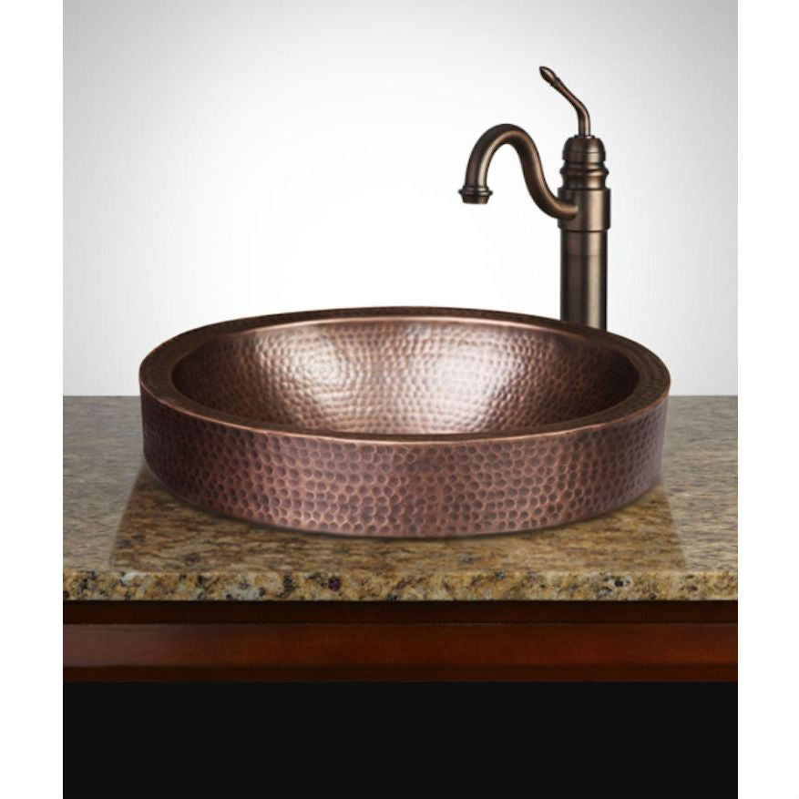 Oval Hammered Copper Bathroom Sink Drop-in or Vessel (Faucet NOT Included)