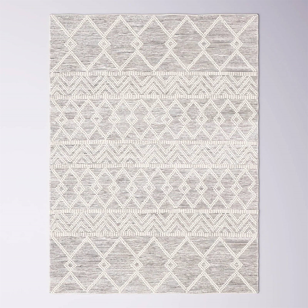 Hand Woven Wool Blend Grey Beige Ivory Persian Style Area Rug