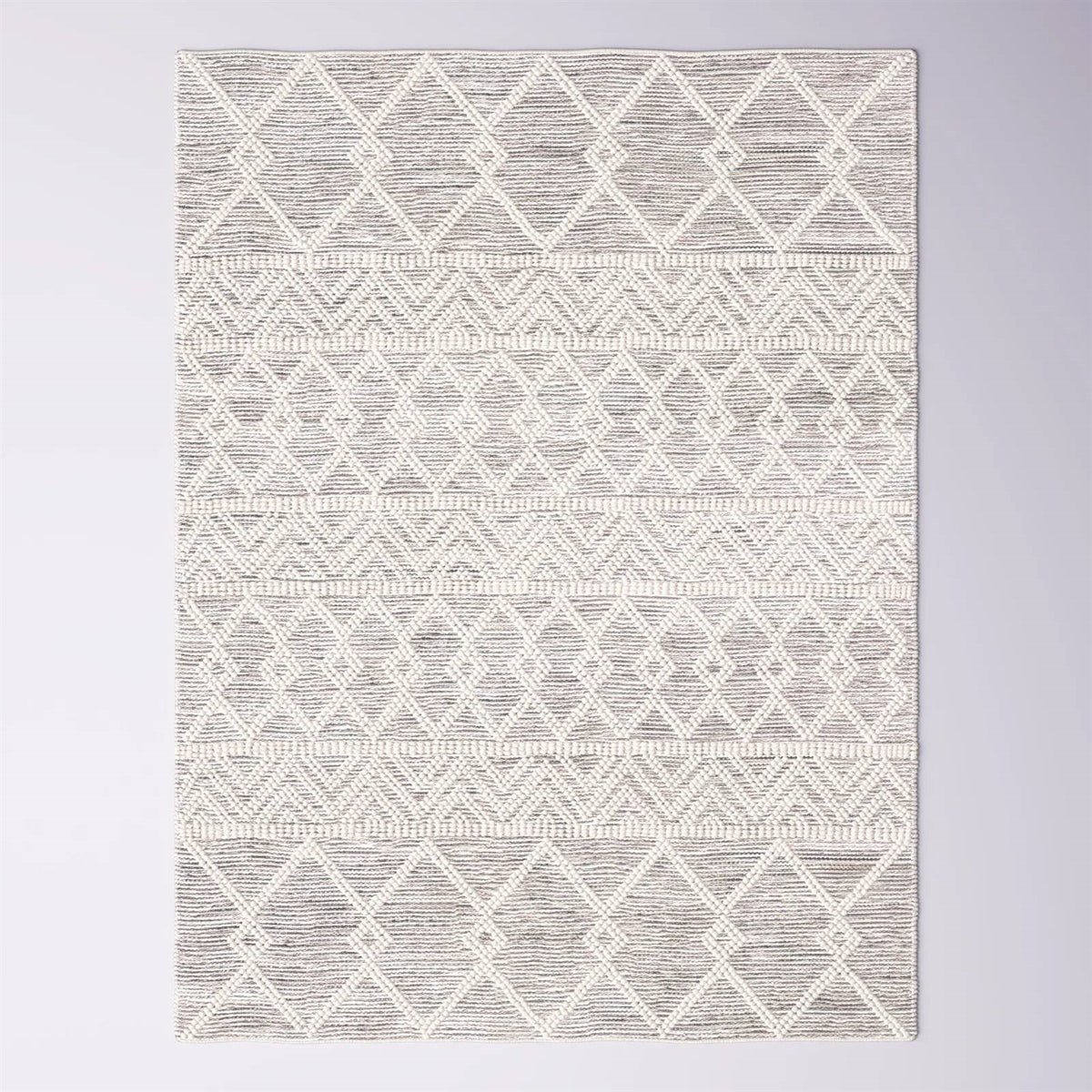 Hand Woven Wool Blend Grey Beige Ivory Persian Style Area Rug