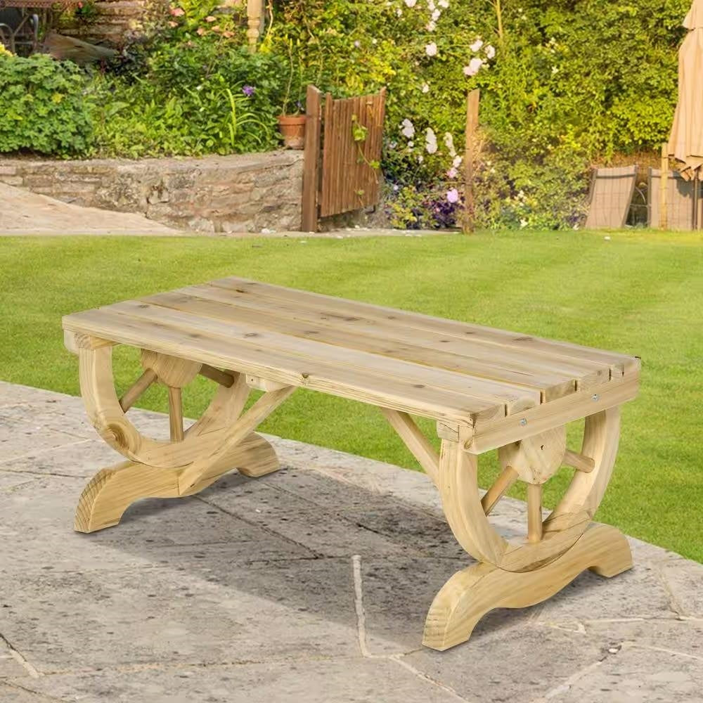 Outdoor Farmhouse Patio Backyard 2-Person Garden Bench in Natural Finish *