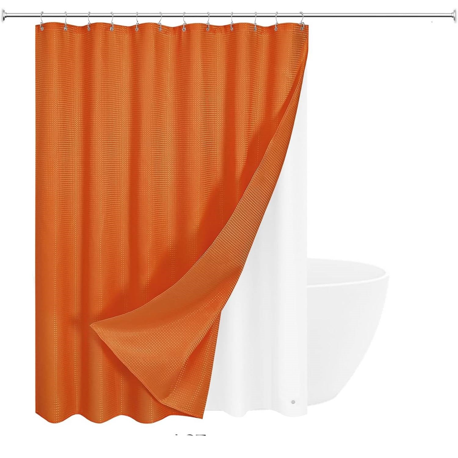72"W x 72"H Waffle Textured 3 in 1 Shower Curtain Set