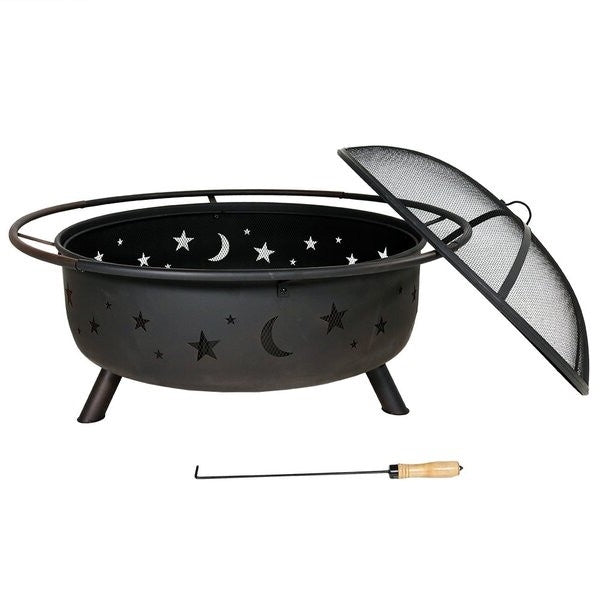Steel Wood Burning Fire Pit with Spark Screen *