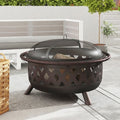 Weather Resistant Steel Wood Burning Fire Pit with Spark Screen *
