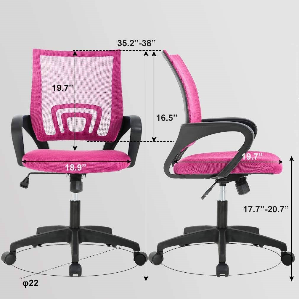 Modern Mid-Back Office Desk Chair Ergonomic Mesh with Armrest on Wheels