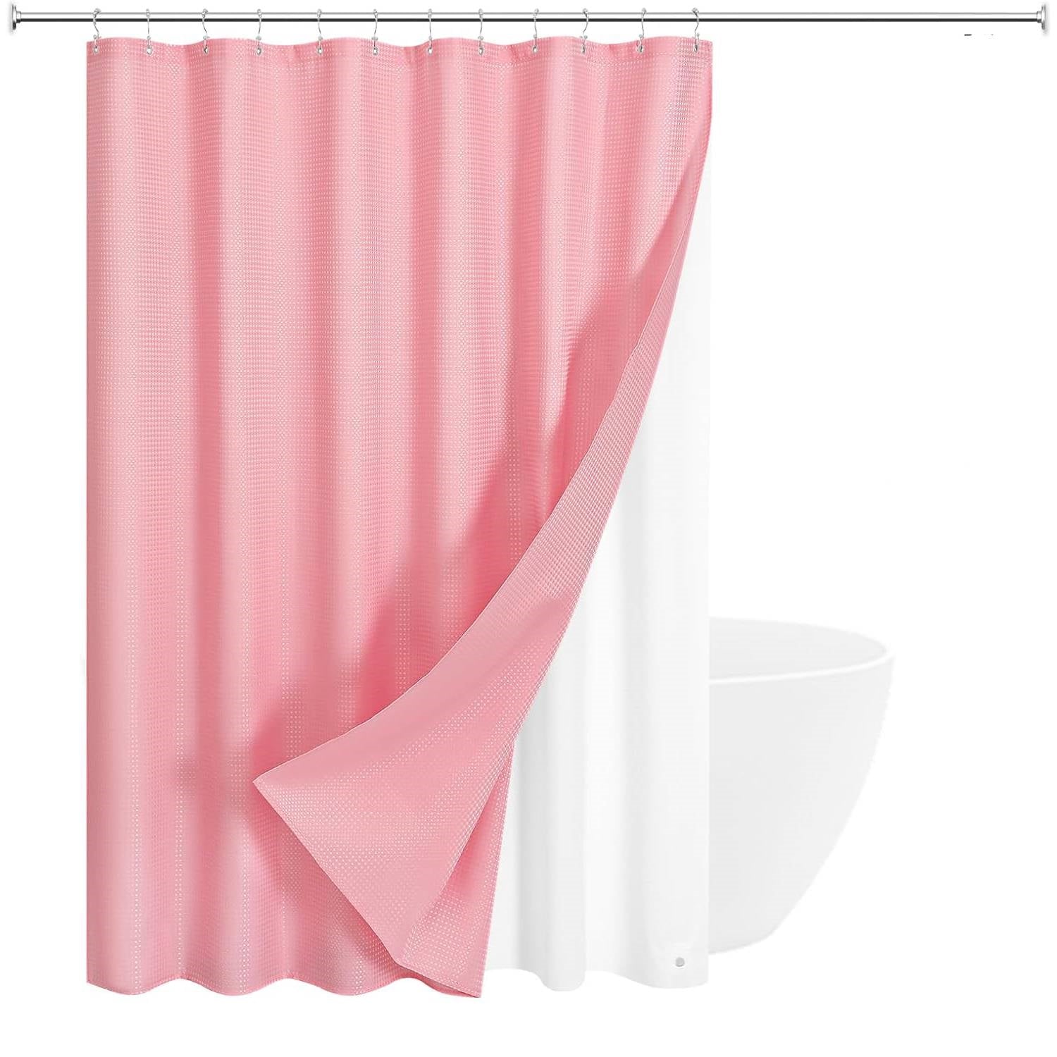 72"W x 72"H Waffle Textured 3 in 1 Shower Curtain Set