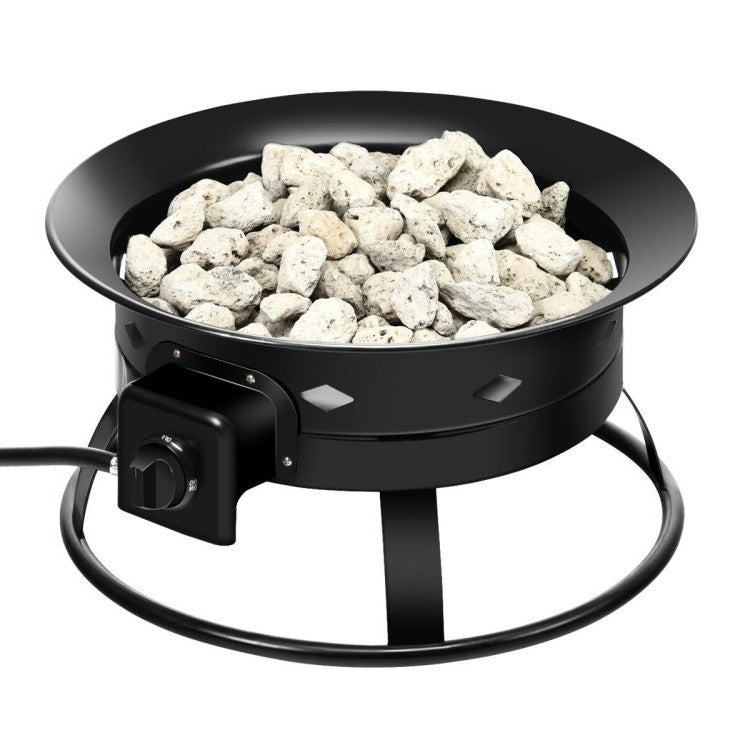 Environmentally Friendly Portable Outdoor Black Metal Propane Fire Pit with Cover and Carry Kit