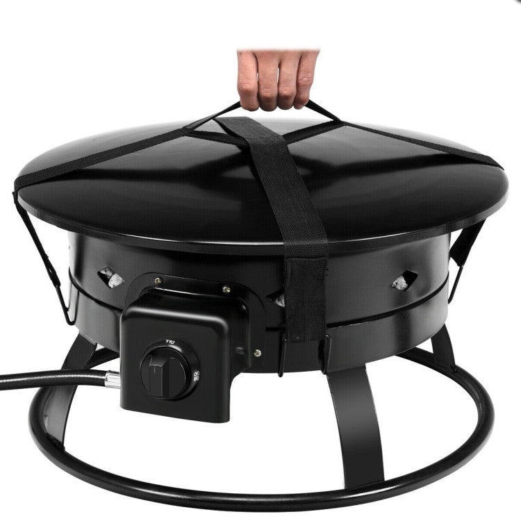 Environmentally Friendly Portable Outdoor Black Metal Propane Fire Pit with Cover and Carry Kit