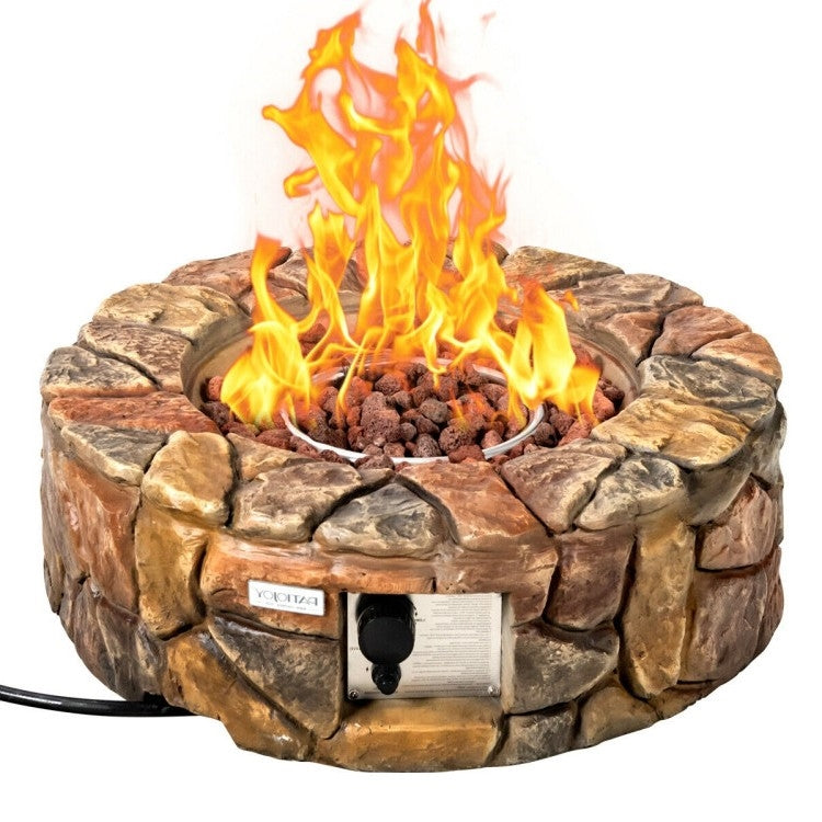 40,000 BTU Outdoor Circle Stone Gas Propane Fire Pit *