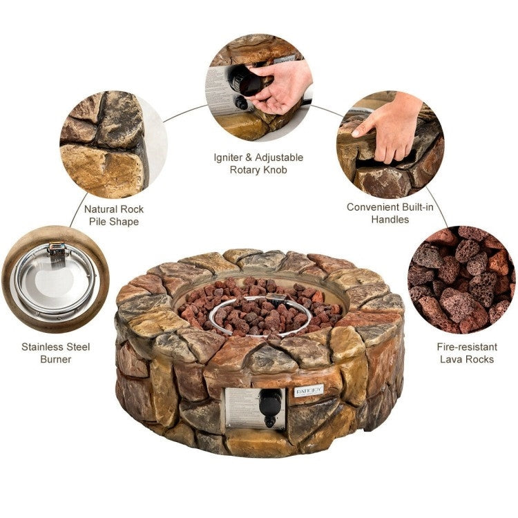 40,000 BTU Outdoor Circle Stone Gas Propane Fire Pit *