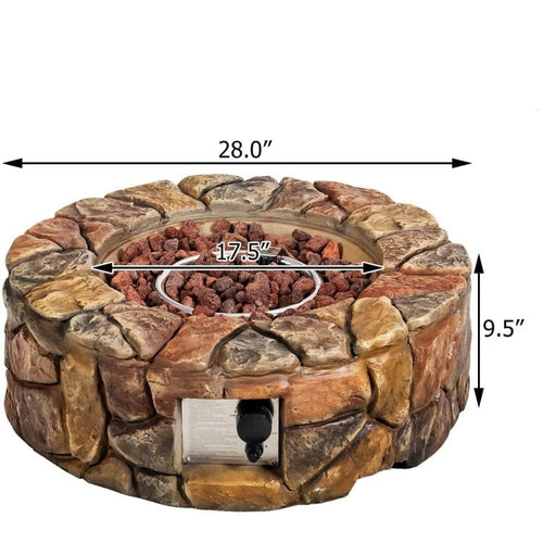 40,000 BTU Outdoor Circle Stone Gas Propane Fire Pit *