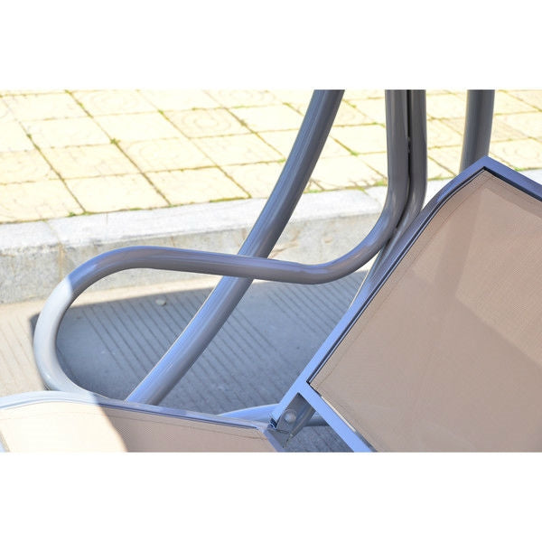 Sturdy 3-Person Outdoor Patio Porch Canopy Swing in Sand Color *