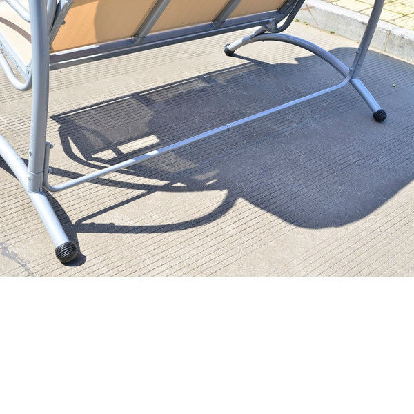 Sturdy 3-Person Outdoor Patio Porch Canopy Swing in Sand Color *