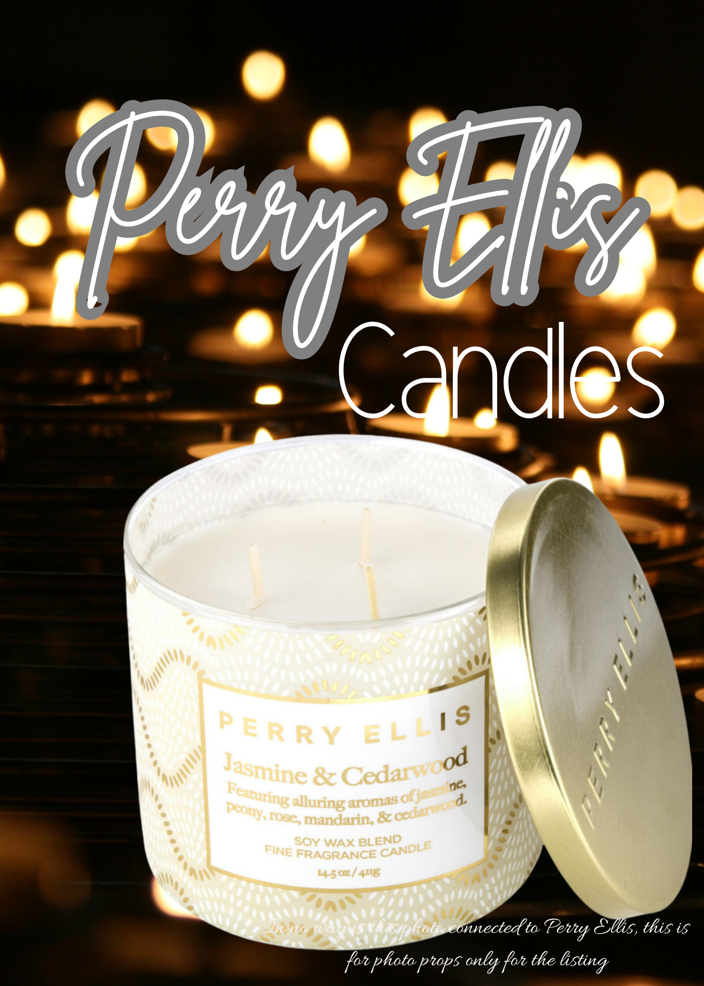 Perry Ellis Jasmine & Cedarwood Scented Candle 14.5 oz by Perry Ellis