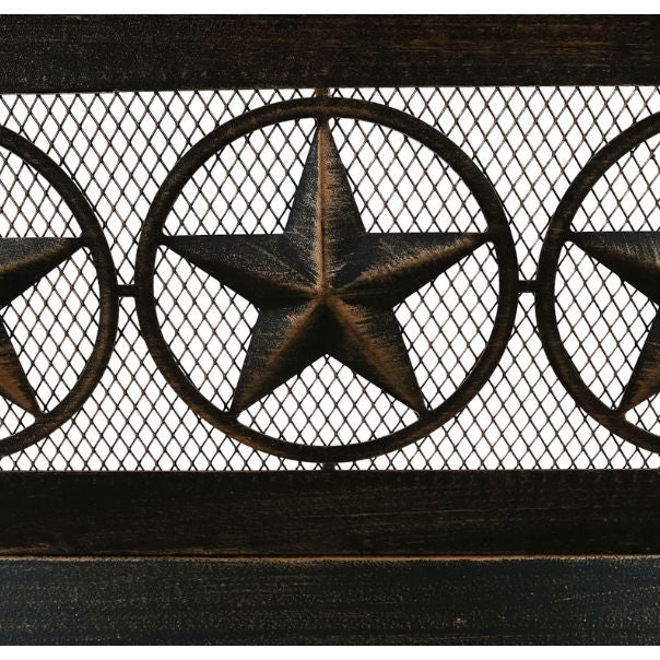 Rustic Star Square Outdoor Steel Wood Burning Fire Pit with Star Design