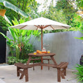 Espresso Wooden 6 Seater Picnic Table Umbrella Hole *
