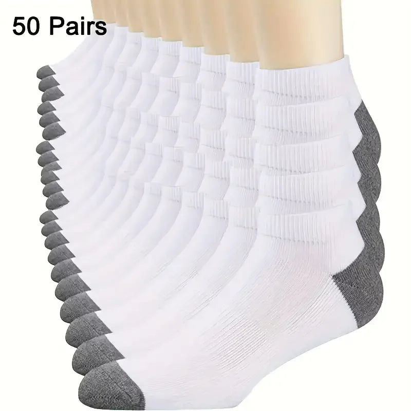 Men's Breathable Comfortable Ankle Socks, Lot of 50