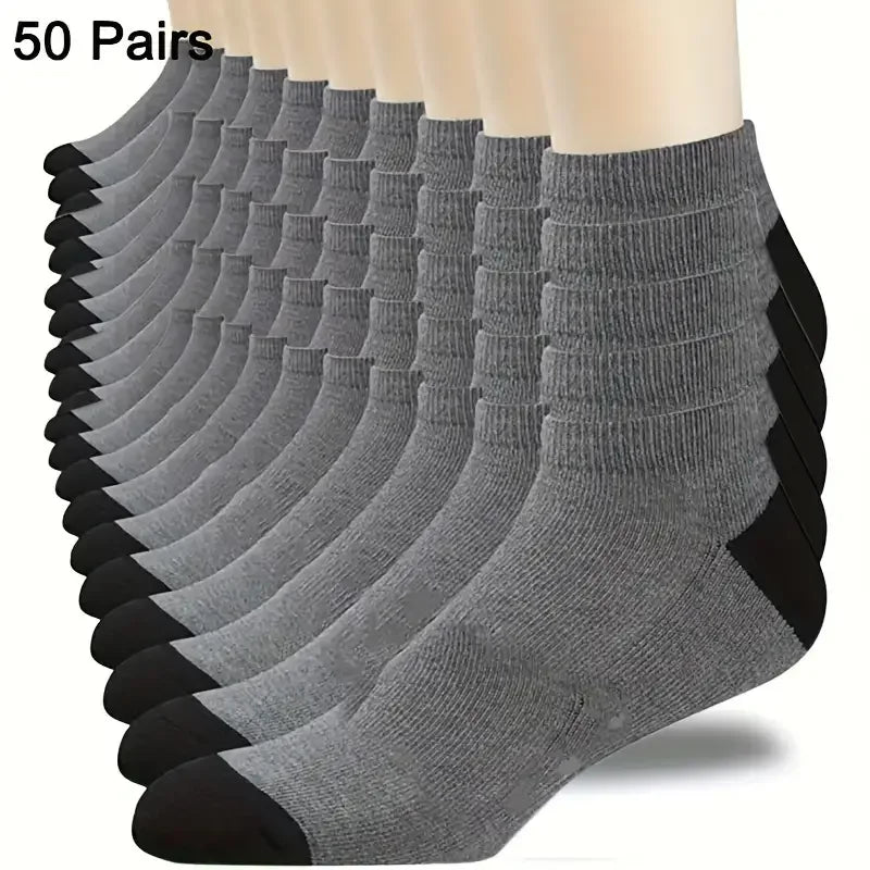 Men's Breathable Comfortable Ankle Socks, Lot of 50