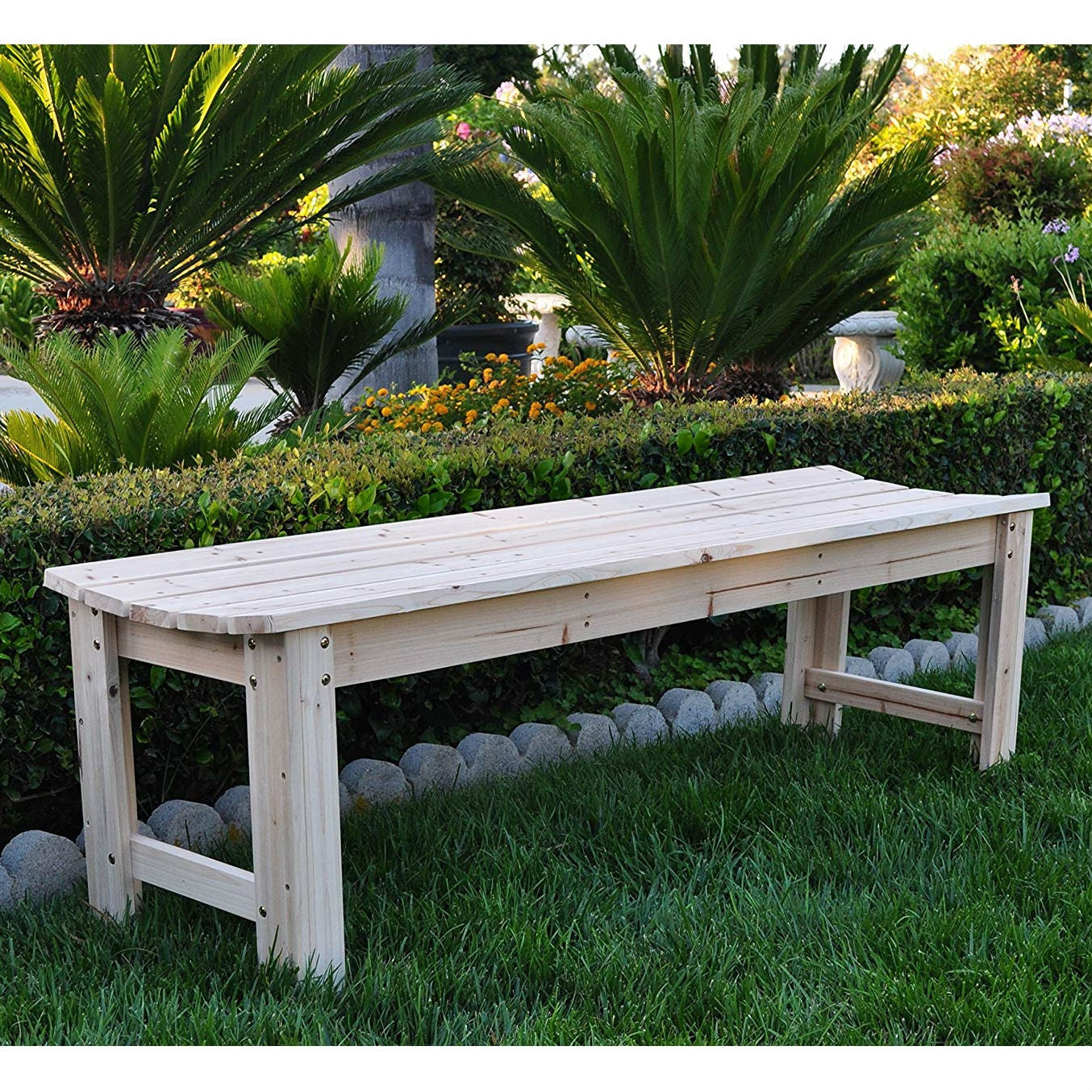 5-Ft Backless Garden Bench in Natural Yellow Cedar Wood