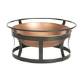 Copper Finish Fire Pit with Black Iron Stand Grate and Fire Poker *