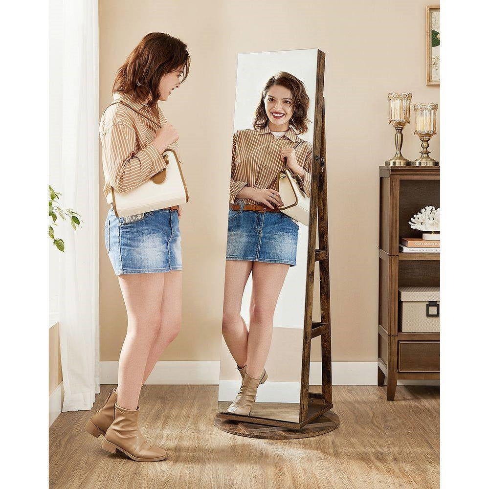 Jewelry Cabinet Armoire Organizer Freestanding Rotating Mirror