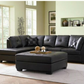 Black Bonded Leather Sectional Sofa with Left Side Chaise