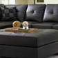 Black Bonded Leather Sectional Sofa with Left Side Chaise