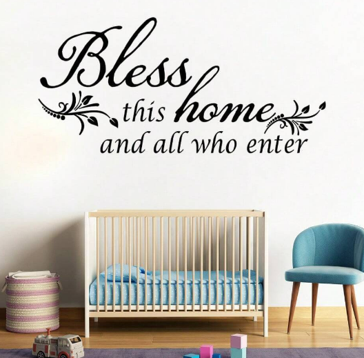 Bless this Home and All Who Enter Inspirational Quote Removeable Wall Art Sticker