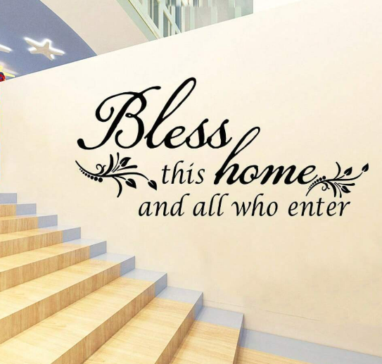 Bless this Home and All Who Enter Inspirational Quote Removeable Wall Art Sticker