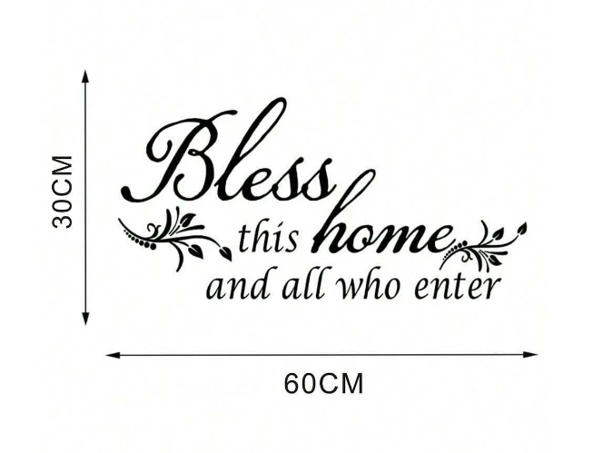 Bless this Home and All Who Enter Inspirational Quote Removeable Wall Art Sticker