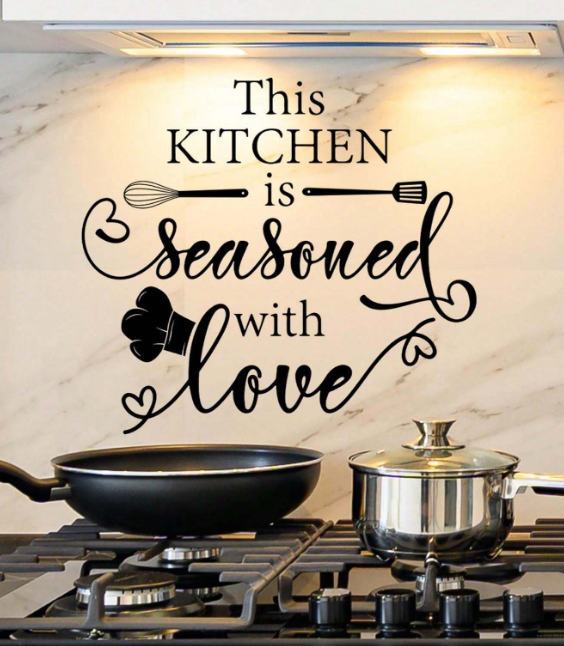 This Kitchen is Seasoned with Love PVC Kitchen Wall Art Sticker