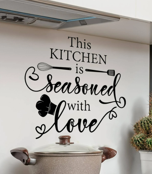 This Kitchen is Seasoned with Love PVC Kitchen Wall Art Sticker