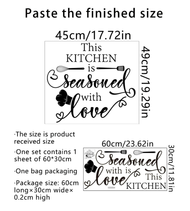 This Kitchen is Seasoned with Love PVC Kitchen Wall Art Sticker