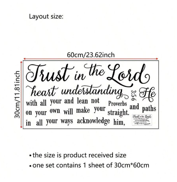 Inspirational Trust In The Lord Wall Sticker | Removable Self-Adhesive Decal