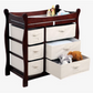 Espresso Wood Baby Diaper Changing Table with 6 Storage Baskets