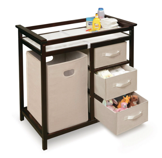 Baby Changing Table with 3 Baskets and Hamper in Espresso