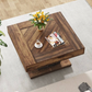 Square Farmhouse Coffee Table in Brown Black Wood Finish