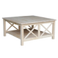 Square Unfinished Solid Wood Coffee Table with Bottom Shelf