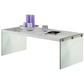 White Modern Rectangular Coffee Table with Tempered Glass Legs