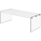 White Modern Rectangular Coffee Table with Tempered Glass Legs
