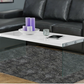 White Modern Rectangular Coffee Table with Tempered Glass Legs