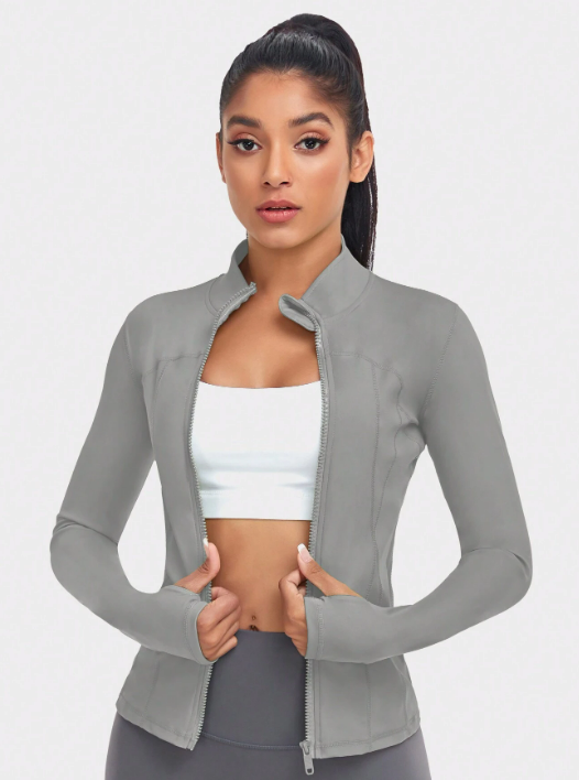 Women's Sports Jacket with Thumb Hole, Fitted Design