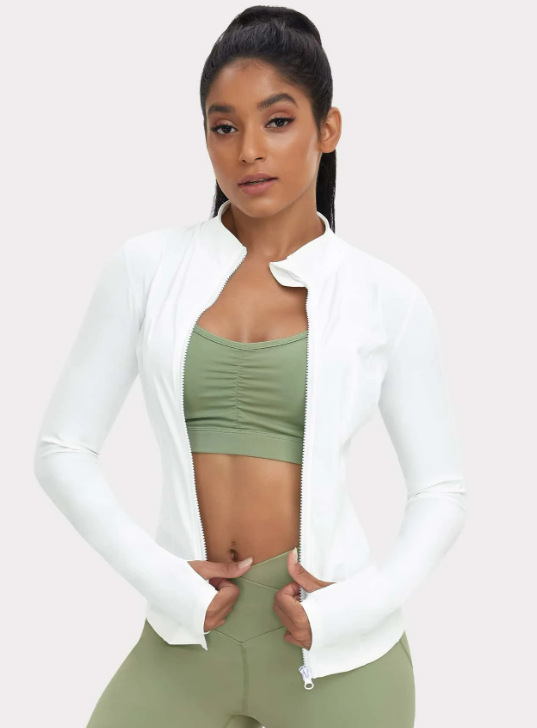 Women's Sports Jacket with Thumb Hole, Fitted Design