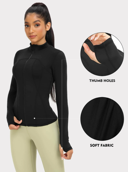 Women's Sports Jacket with Thumb Hole, Fitted Design