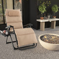 Tan Zero Gravity Adjustable Lounge Chair Removable Cushion Cup Holder Tray *