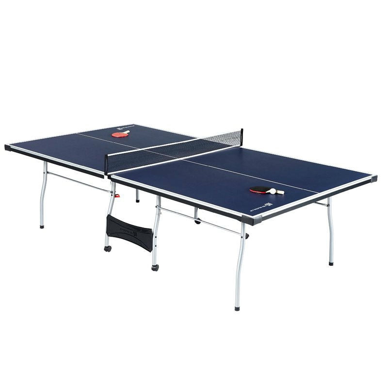 Official Tournament Grade Blue Foldable Indoor Table Tennis Table with Paddles and Balls *
