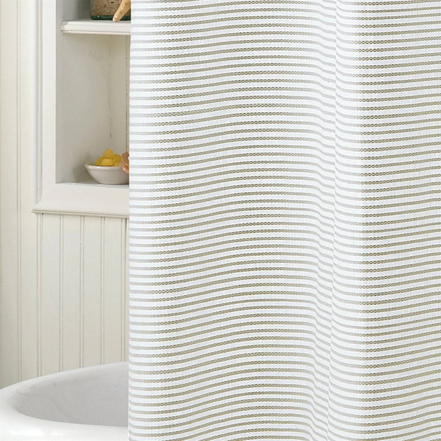 72-inch Stripes Cotton Shower Curtain with Tassels