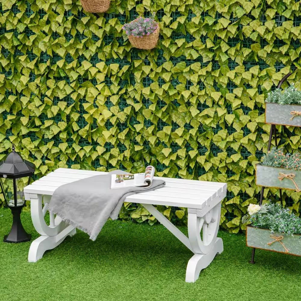 Outdoor Farmhouse Fir Wood 2-Person Garden Bench in White Finish *