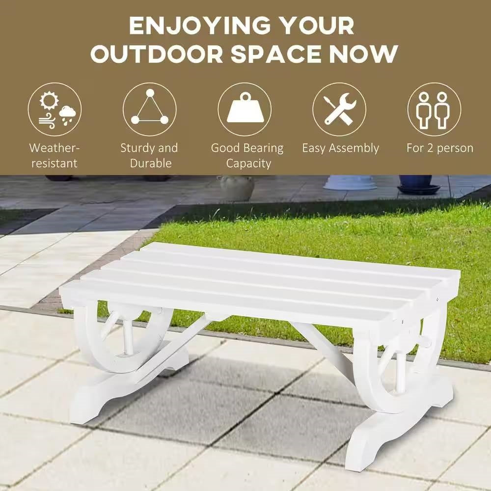 Outdoor Farmhouse Fir Wood 2-Person Garden Bench in White Finish *