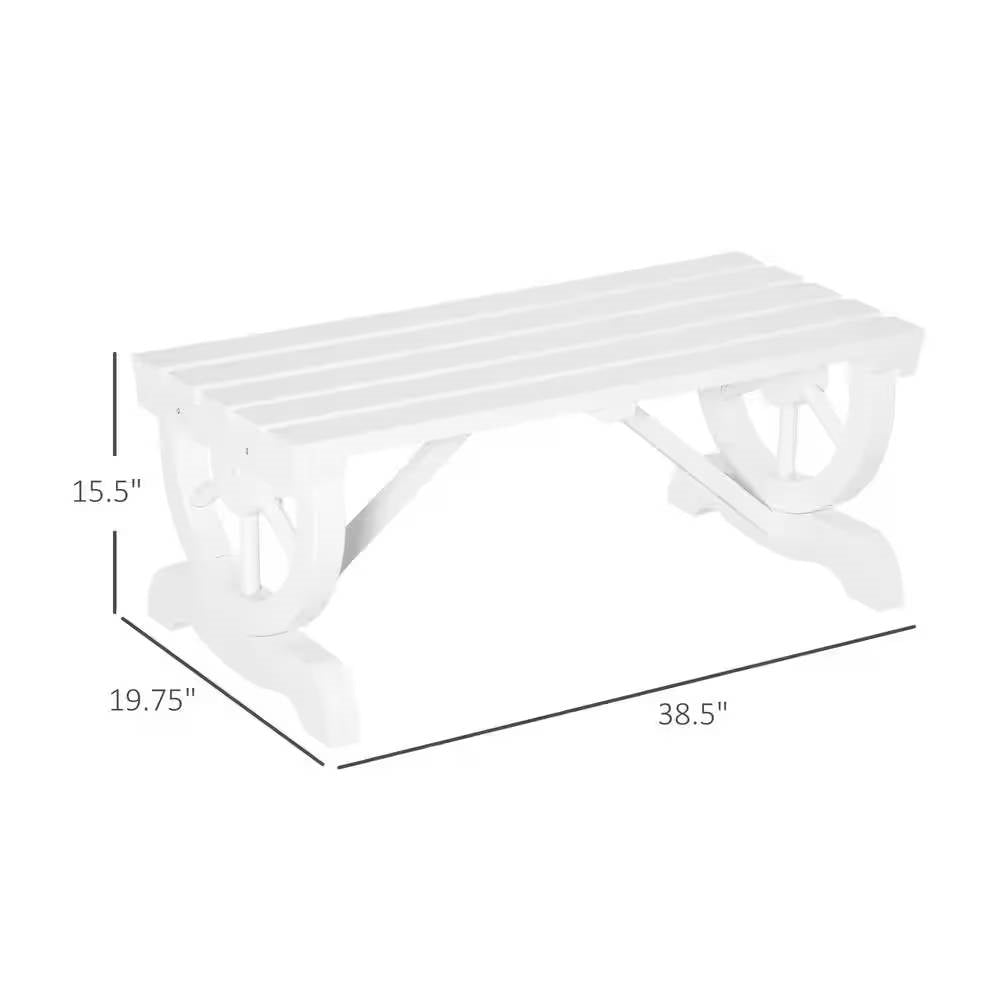 Outdoor Farmhouse Fir Wood 2-Person Garden Bench in White Finish *